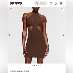 SKIMS FITS EVERYBODY CUT OUT HALTER DRESS | COCOA SMALL NWT